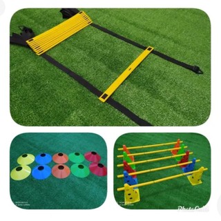 KIT FUNCIONAL CL-01  ESCADA DE AGILIDADE PVC 10 DEGRAUS +10 CONES FURADOS COM BARREIRA+10 CONE HALF