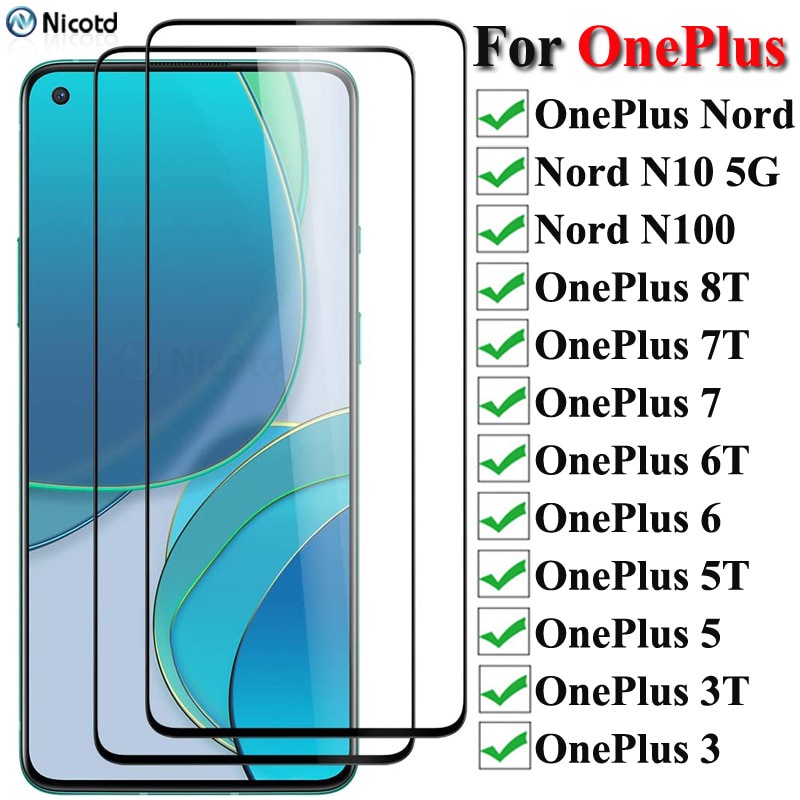 Completa Tampa De Vidro Temperado Para Oneplus Nord N100 N10 5g Oneplus 8 T 7 T 7 6 T 6 5 T 5 3 T Filme Vidro