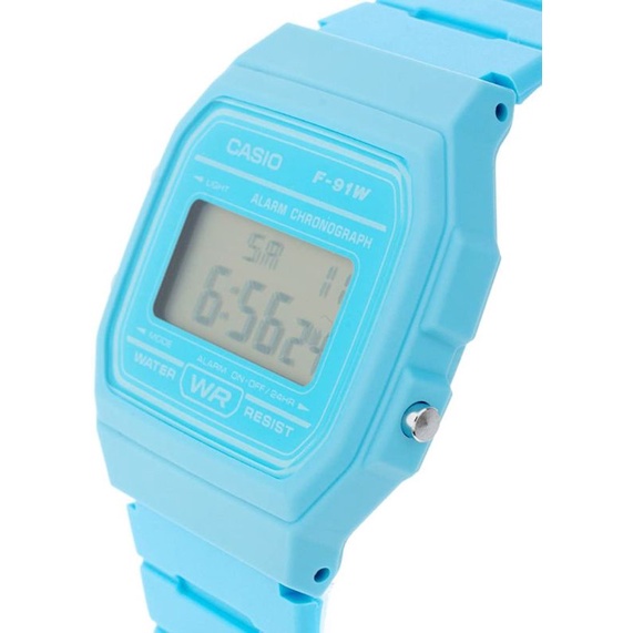 light blue casio watch