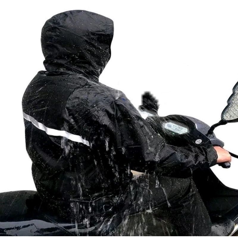 Capa de Chuva Motoqueiro Completa Masculina Feminina Com Faixa de Sinalização E Capuz