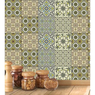 Adesivo Hidráulico de parede fosco em tons verde musgo e bege em Oferta na Shopee