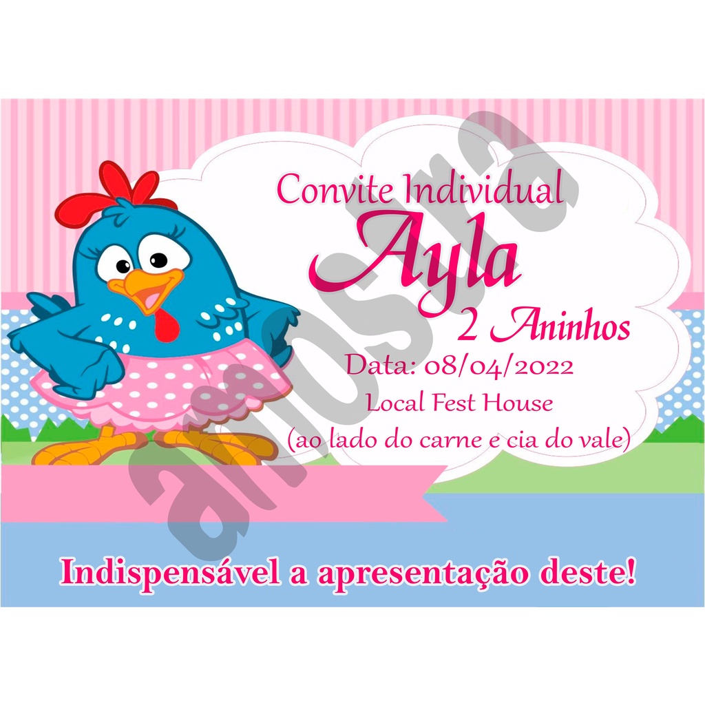 Convite Individual Galinha Pintadinha 100 Unidades Shopee Brasil 9546