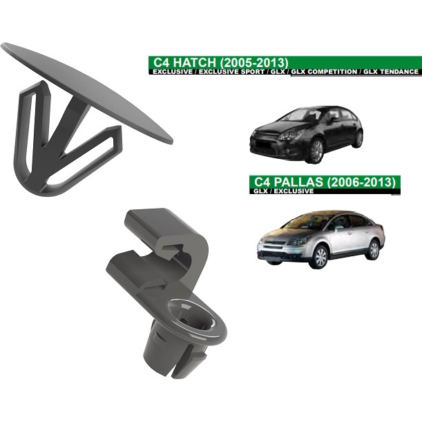 Kit Travas Presilhas de Sustentação da Vareta do Capô Citroen C4 2006 até 2013