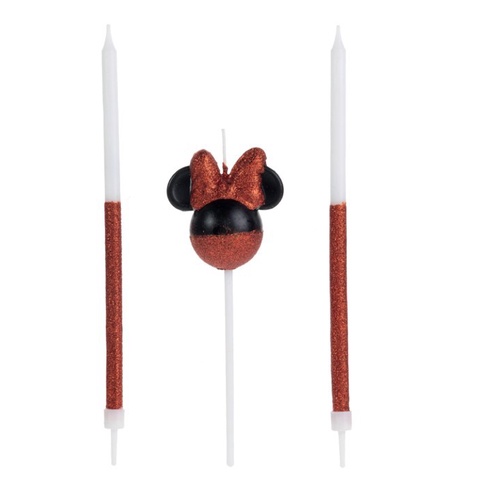 Vela Minnie 360 Glitter Vermelho Disney - Rizzo - Home & Living