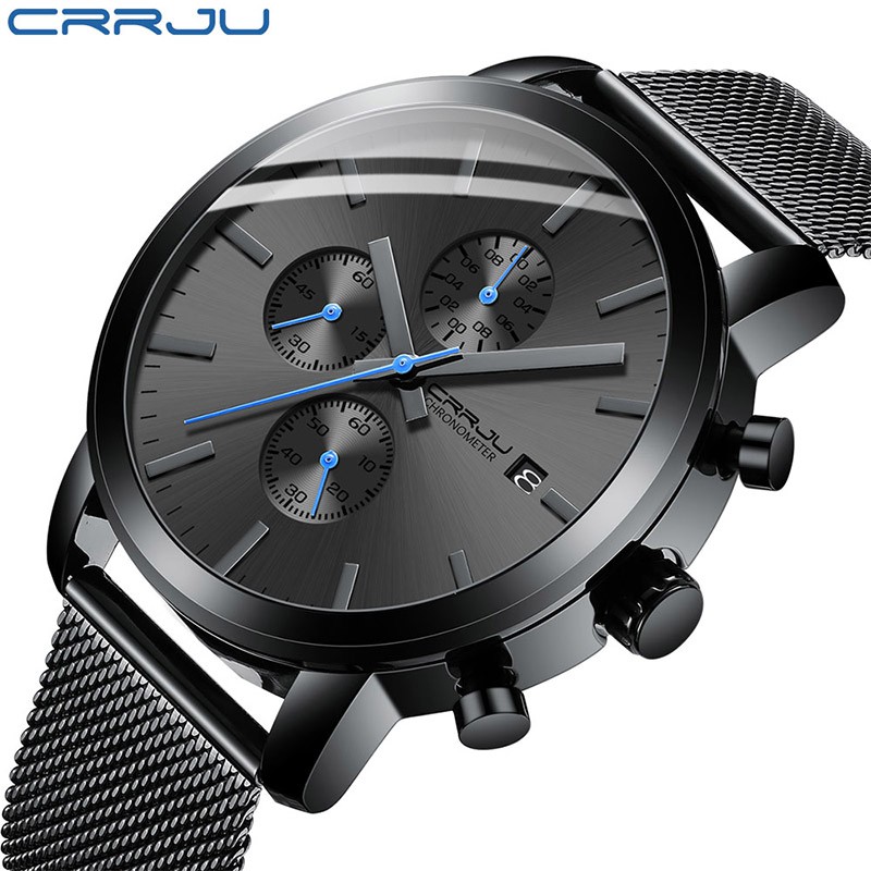 CRRJU Relógio Masculino De Quartzo À Prova D'água Em Aço Inoxidável Esportivo Militar 2287 XM Sem Caixa em Oferta na Shopee