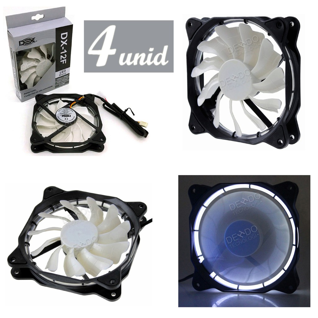 4 Un Cooler Fan Led 120x120x25 12cm 120mm Gabinete Ventoinha Vermelho Azul Verde e Branco