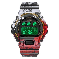 Sanda One Piece Relógio Esportivo Casual Multi-Função À Prova D'água Em Cores Únicas 2108-5