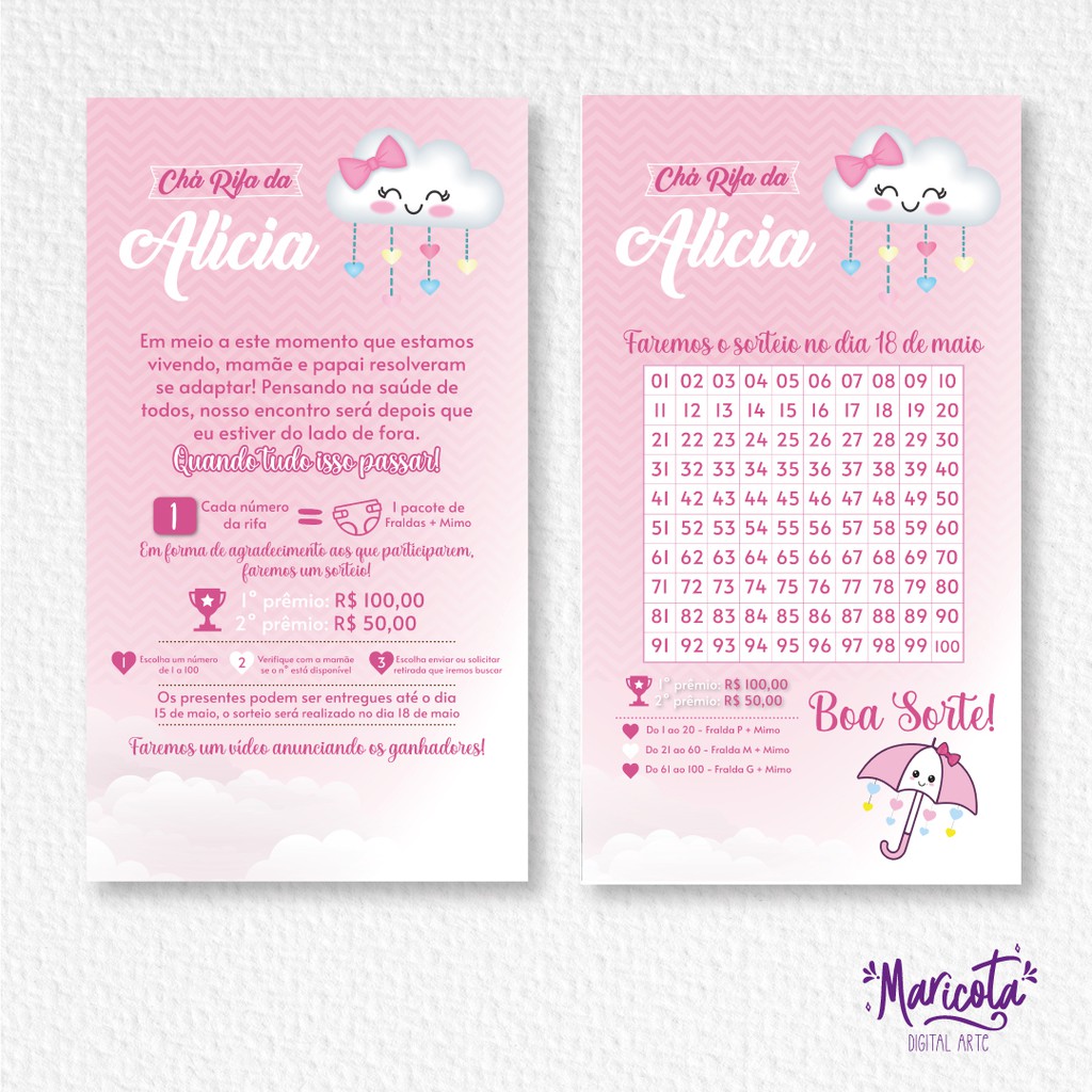 Convite Cha Rifa Chuva De Amor Shopee Brasil