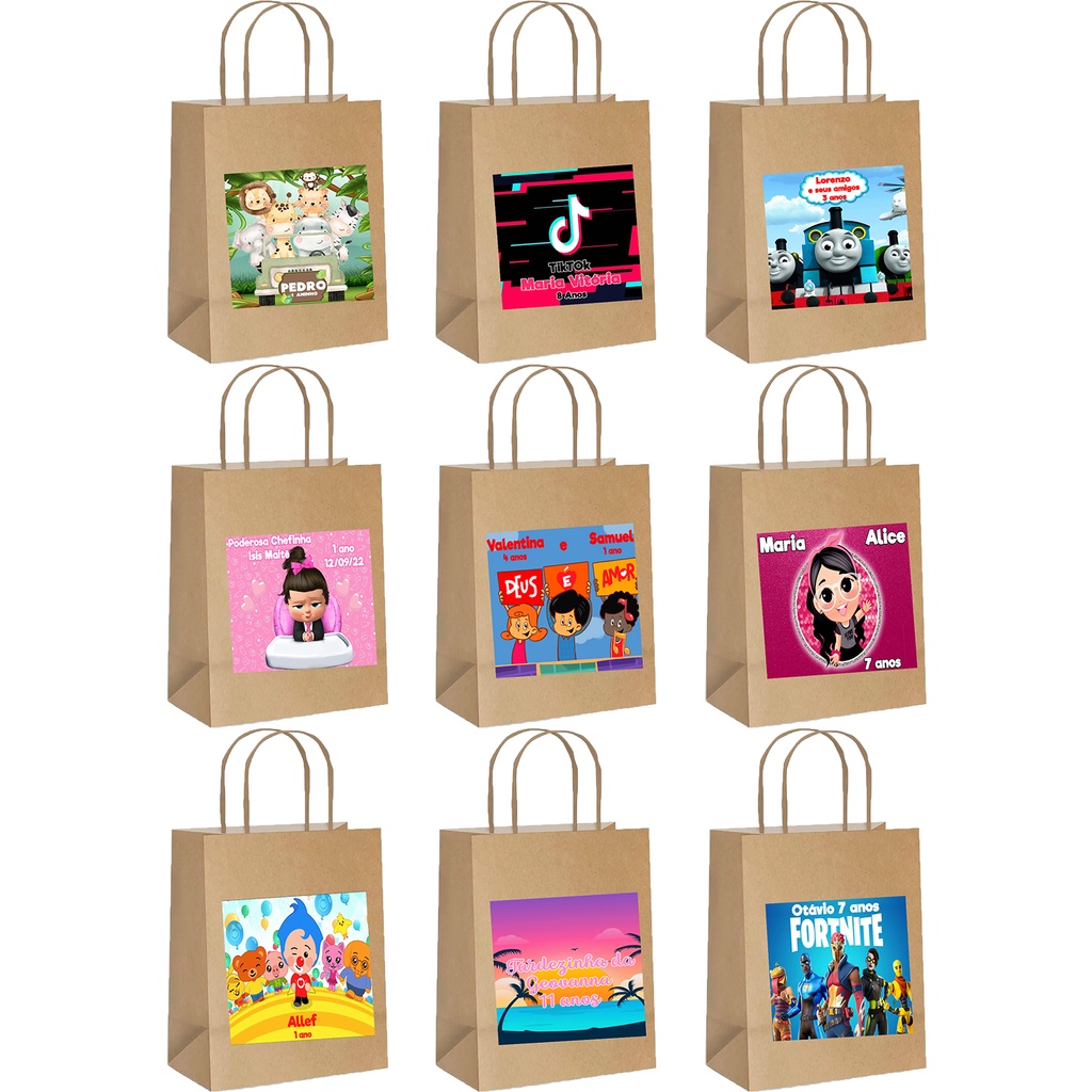KIT ROTULOS ADESIVOS PARA SACOLA KRAFT TOTALMENTE PERSONALIZADOS ...