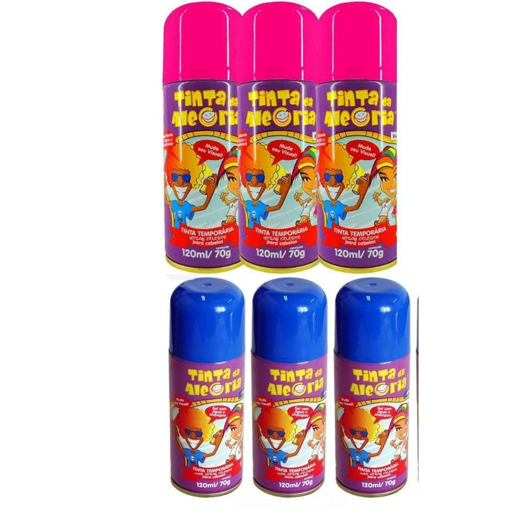 kit com 3 tintas da alegria rosa e tintas azul