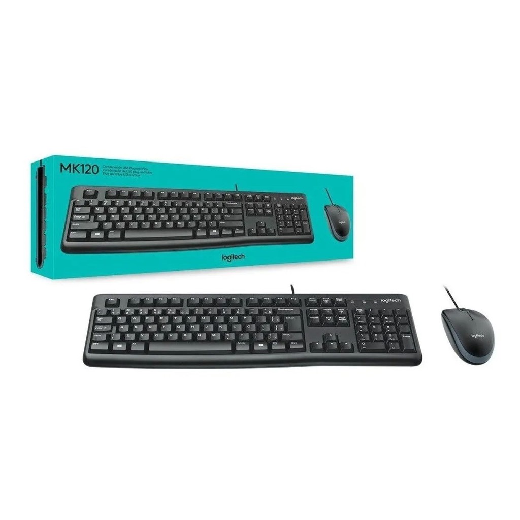 Teclado e Mouse Com Fio Logitech MK120 Original, 03 Anos De Garantia, com Nota Fiscal