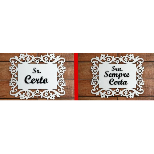 2 Placas Mdf Cadeiras Noivos Par Prefeito Sr E Sra