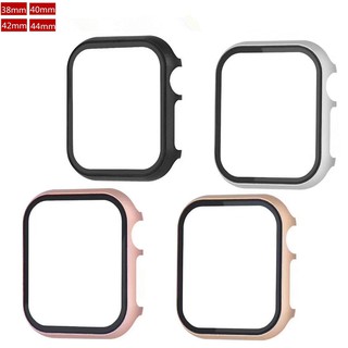 Vidro + Quadro Matel Case For Apple Relógio 5 4 3 Iwatch Band 40mm 38mm Metal Bumper All-Around Protetor De Tela