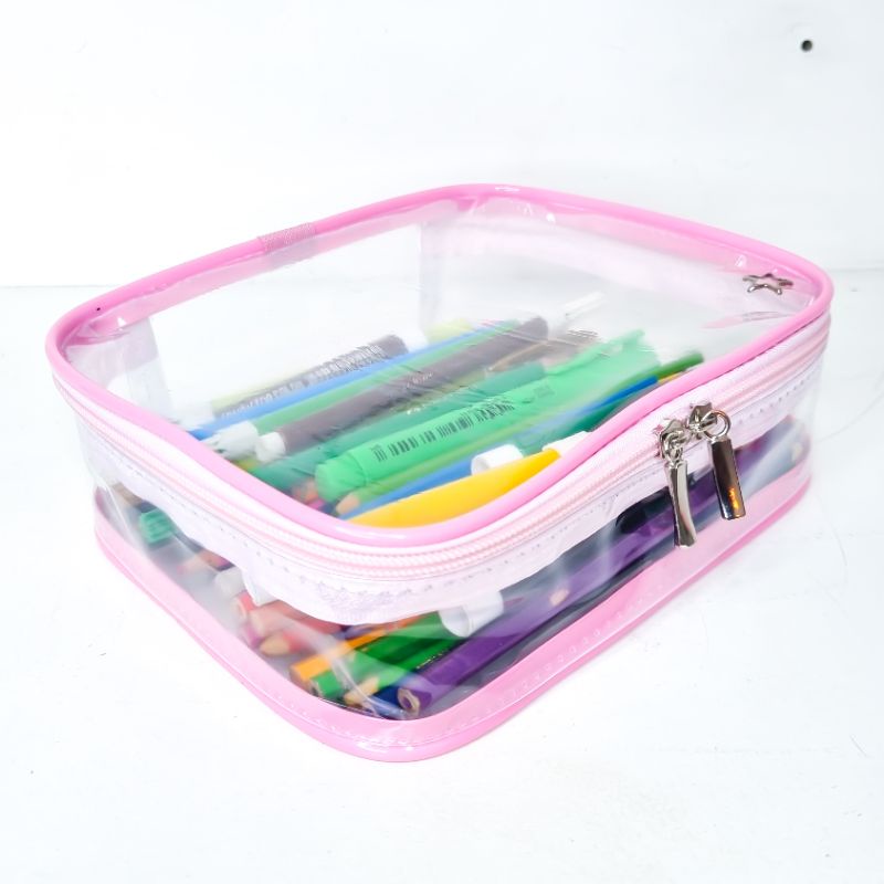 Estojo Box Transparente Escolar Organizador 100 Pens