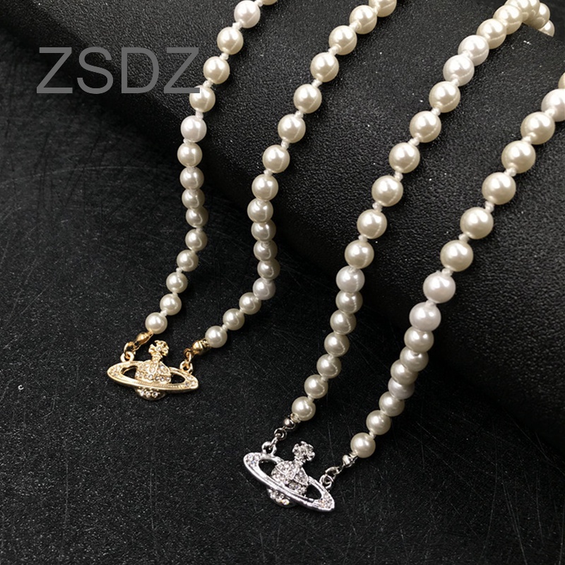 Westwood Vivienne Planeta Retro Pérola Colar De Jóias De Casamento Curto Das Mulheres Estilo Ins Gargantilha Cadeia De Luxo Presente De Aniversário