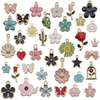 10pcs Pingente Estrelas Em Liga De Óleo Estilo Misto De Flor