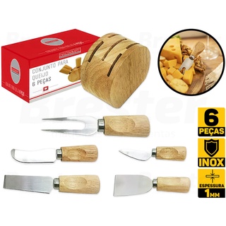 Jogo 6 Peças Para Queijo Inox Facas Espátula Garfo Hauskraft