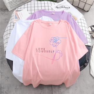 2020 nova dinamite Harajuku Camiseta feminina coreana com decote em O KPOP Camiseta feminina com roupa