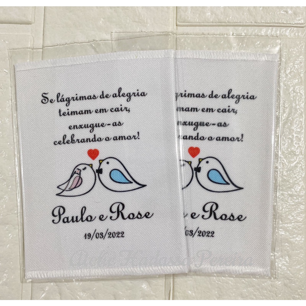 Lenços Lágrimas de Alegria Personalizadas em Tecido oxford - casamento e festas - 10 unidades