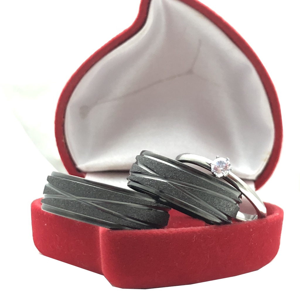 Par Aliança Jateada de Compromisso Infinity Black + Solitário em Oferta na Shopee