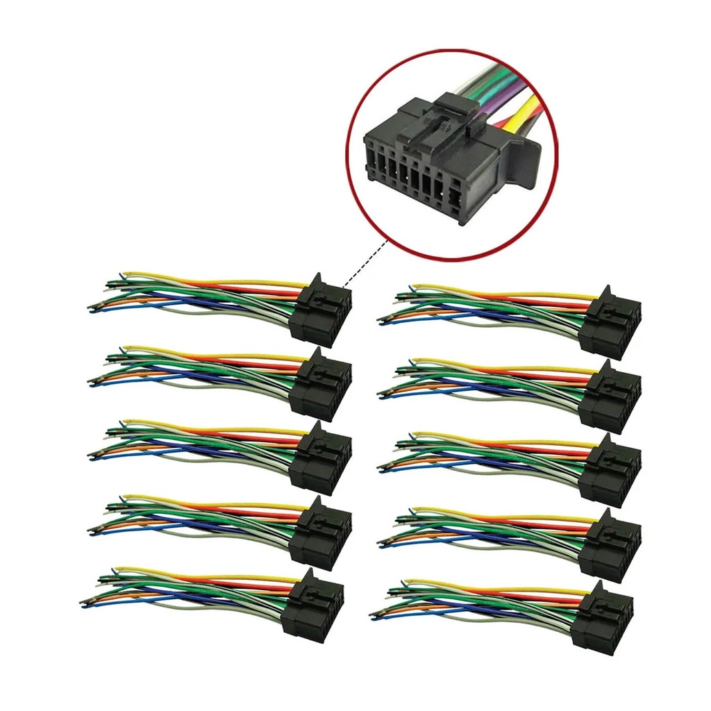 Kit 10 Chicote Pioneer Mvh 88ub Mvh 98ub Mvh-s218bt Deh-x1680ub Deh-x1750ub Mixtrax 2250 2280 4250 5250 6250 7250