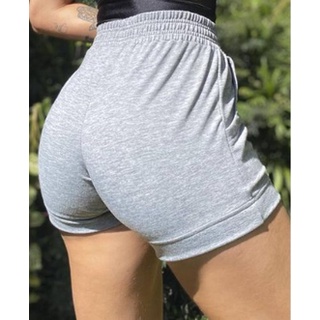Shortinho Feminino Cintura Alta Em Moletinho Linho Tendência do Verão