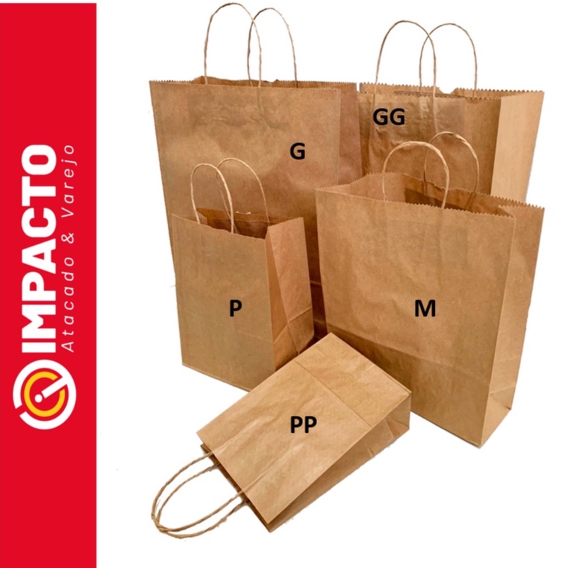 Sacolas Kraft 50 UNIDADES ESCOLHA embalagem kraft