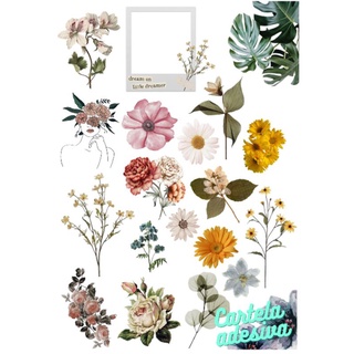 20 Pçs Adesivos Fofos Vintage Floral Para Diário , Scrapbooking  / Bullet Journal / Papelaria / Decoração Scrapbook