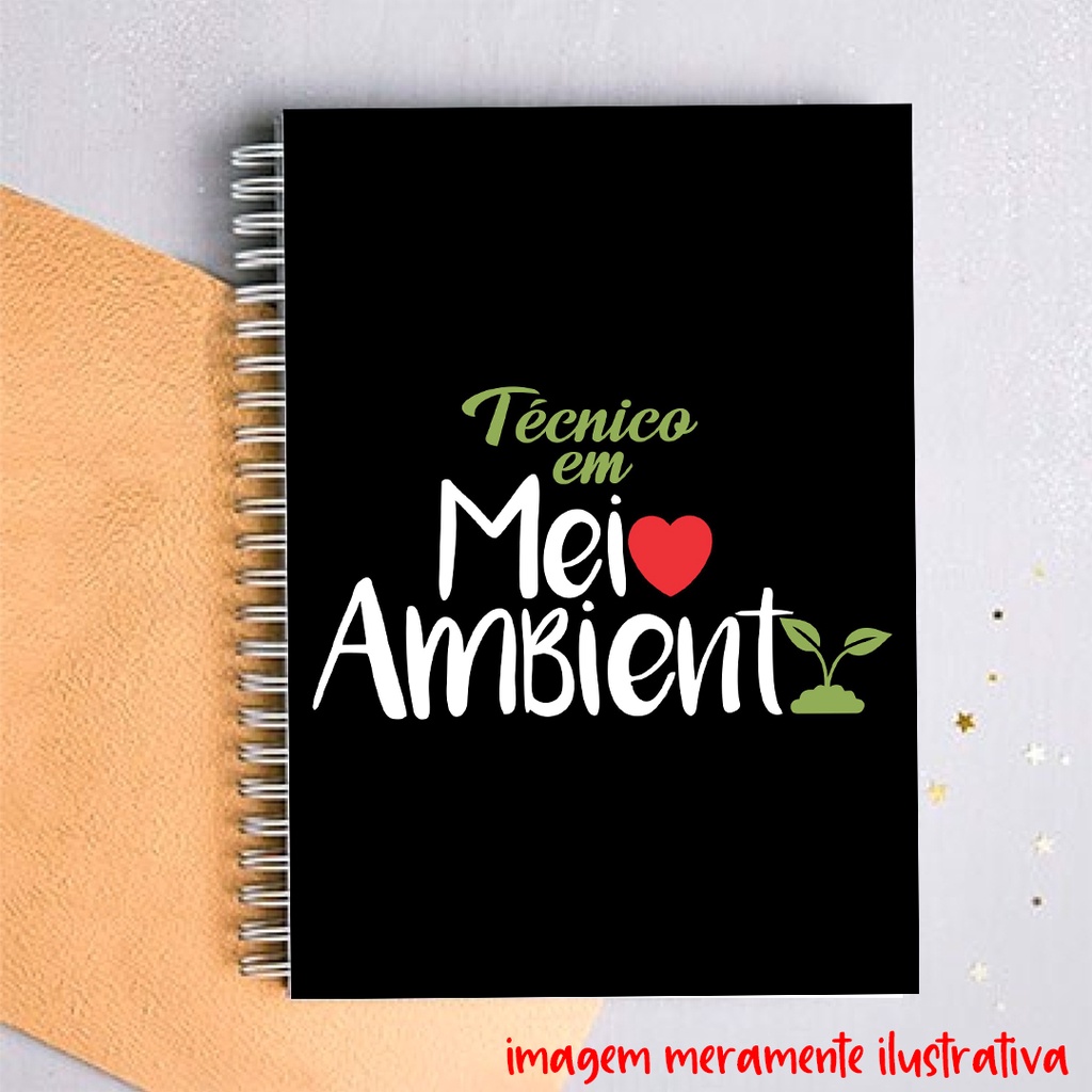 Caderno Técnico em Meio Ambiente com LAMINAÇÃO BRILHO - PERSONALIZE COM O NOME