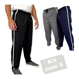 Kit 5 calças tactel masculino com bolsos reforçada, trabalho exercicio