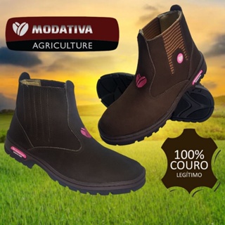 Botina Feminina Couro Nobuck Legítimo Modativa Agriculture em Oferta na Shopee