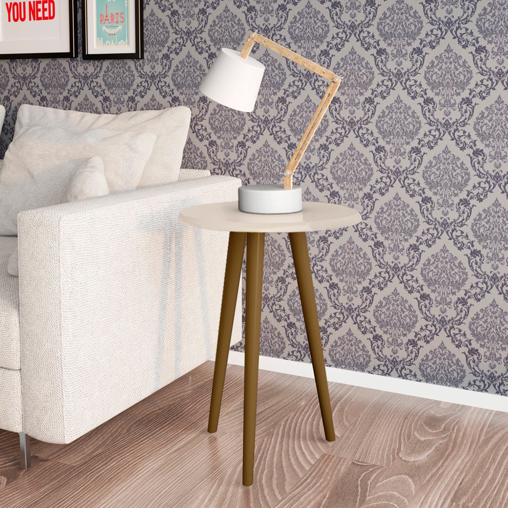 Mesa De Apoio de Canto Sala de Estar Brilhante Cor Off White
