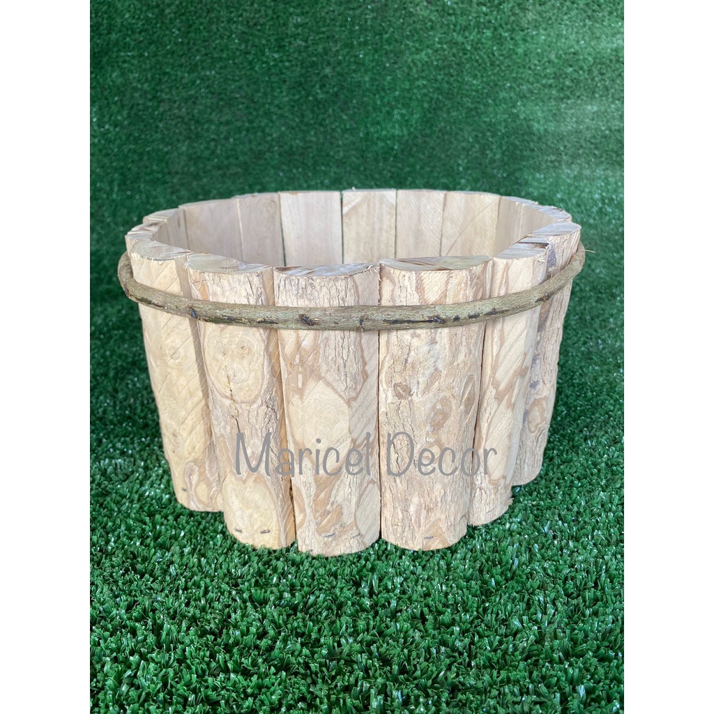 Vaso Cachepô 22x15cm (Azaléia) Madeira Café Rústico