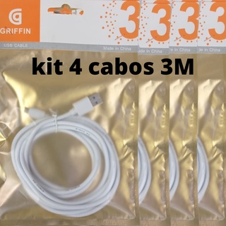 Kit 4 Cabos para carregador e dados USB V8 micro usb 2,5 Metros