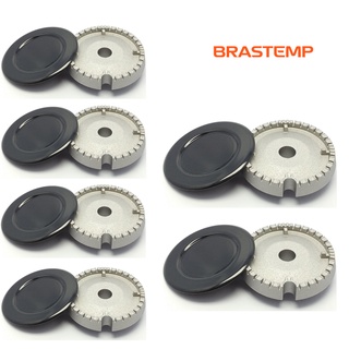 kit 6 queimador + 6 tampas para fogao brastemp ative ou clean 2g4p