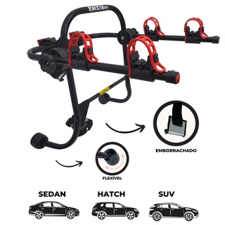 Suporte para bike Transbike para 2 bicicletas SAPATA Preto tira Vermelha Sedan Hatch