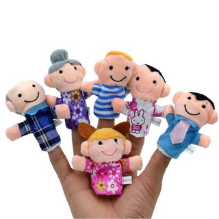 6 pcs/lot Finger Family Puppets Set Mini Plush Baby Toy Boys Girls Finger Puppets Learn Story Hand Puppet Cloth Doll Toy em Oferta na Shopee