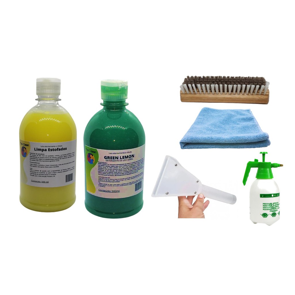 Lave Você Mesmo Seu Estofado Produto + Pulverizador + Escova + Pano + Bico com Adaptador