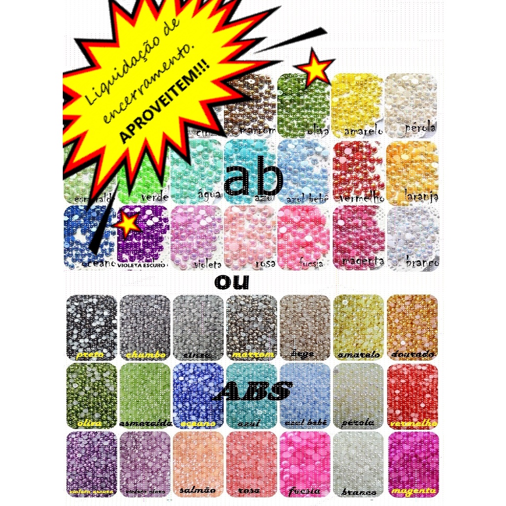 Meia Perola 4mm AB/ABS +/- 280unid Chatom Strass Artesanato E Decoração de unha 3d Gel UV Acrílico