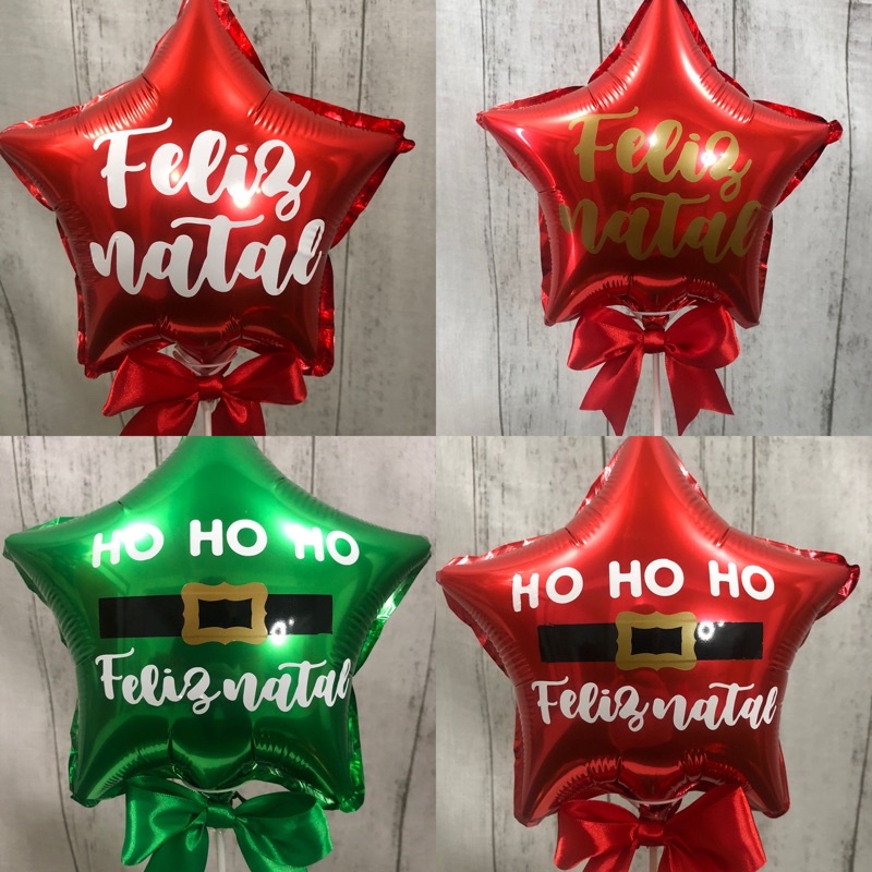 Kit para montagem de 10 balões estrela personalizados feliz natal | Shopee  Brasil