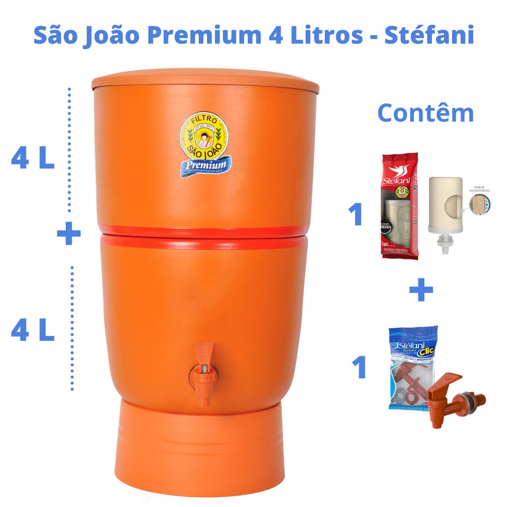 Filtro de Barro para Água São João Premium 4 Litros 1 Vela - Cerâmica Stéfani em Oferta na Shopee