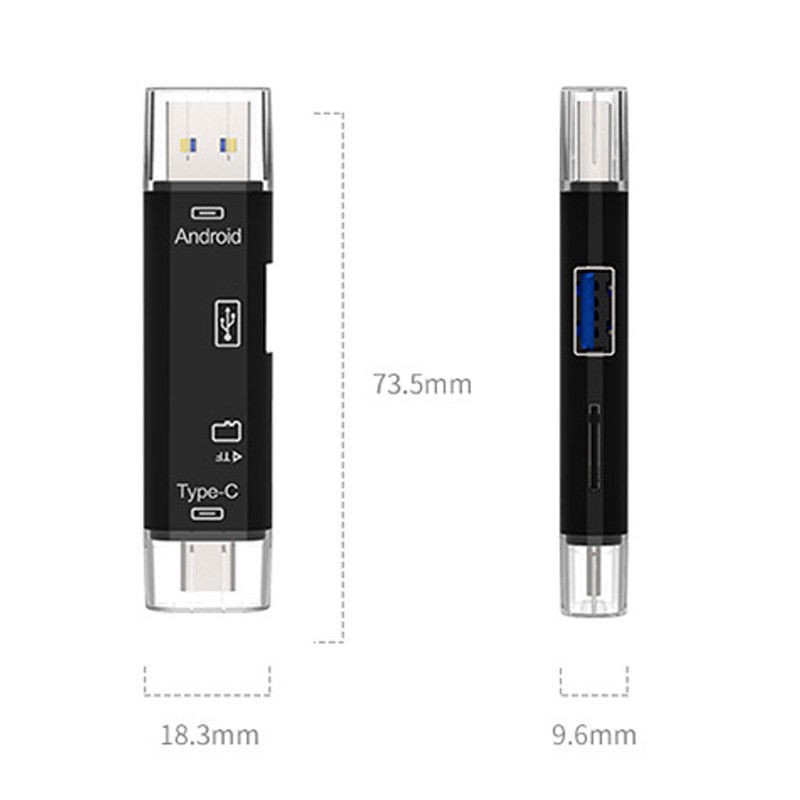 5 in 1 Type-c,Micro,TF,OTG,USB 2.0 Adapter SD Card Reader/Usb 3.1 Memory Card  Reader/Compatible with Laptop Android IOS | Shopee Brasil