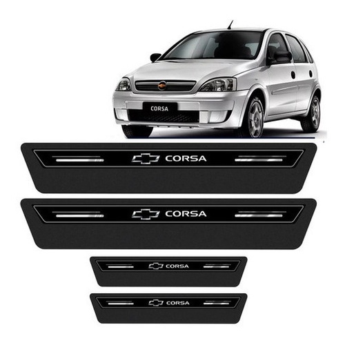 Soleira Protetor Porta Premium Corsa Hatch E Sedan - Preto