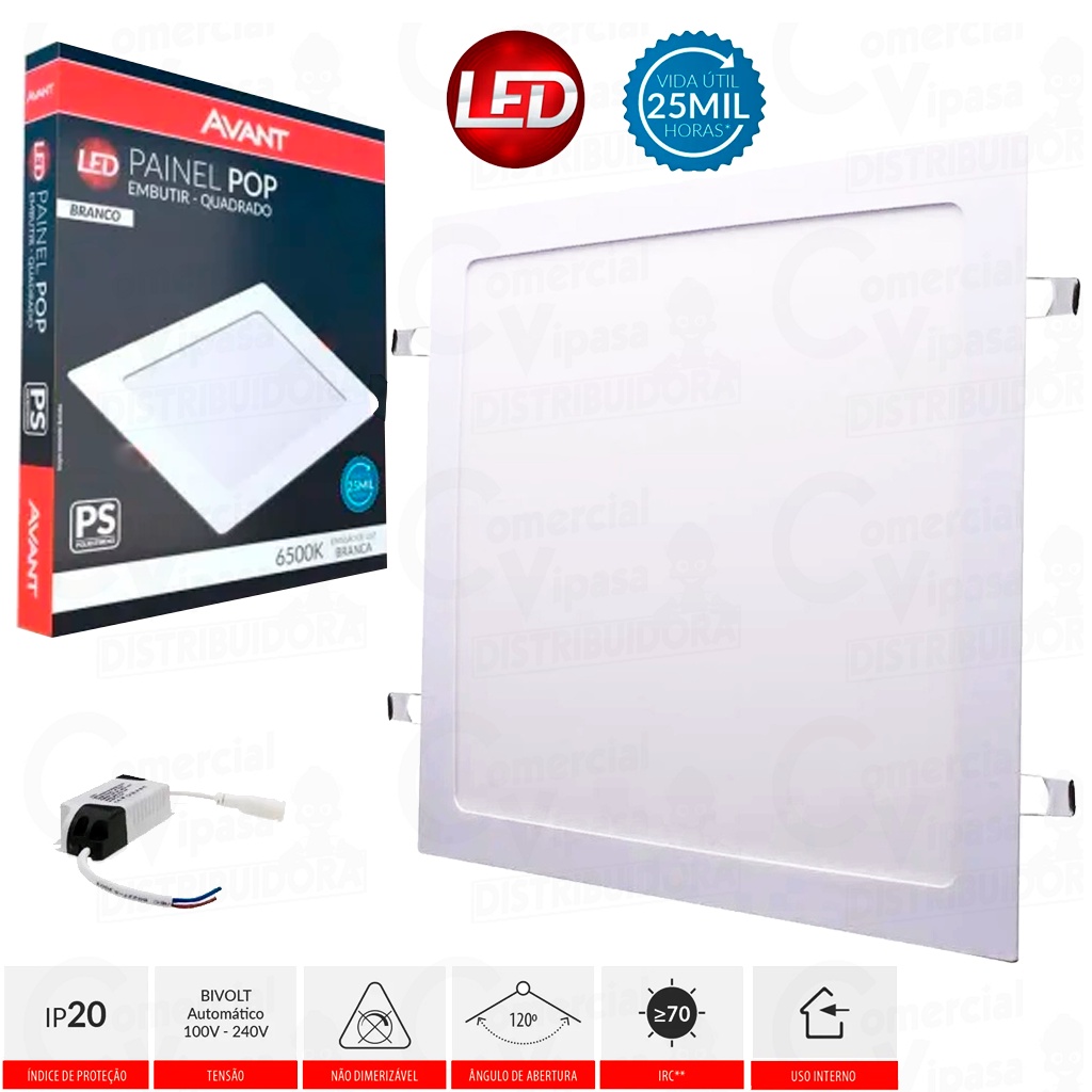 Painel Led Plafon Quadrado Embutir 18W - 24W Branco Frio Design Moderno Luminária Avant Bivolt em Oferta na Shopee