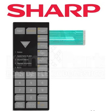 Teclado Membrana Do Forno Microondas Sharp Rb 4b14 Grande 19,7cm