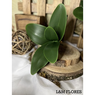 Buquê Folha de Orquídea grande artificial com 5 folhas, ideal para complemento de arranjo