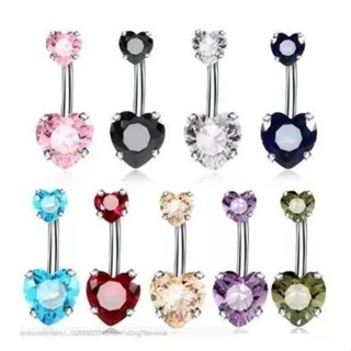 Piercing De Umbigo com 2 Coração em pedra de zirconia e Aço Cirúrgico branco rosa azul vermelho furtacor ab  multicolorido camaleão em Oferta na Shopee