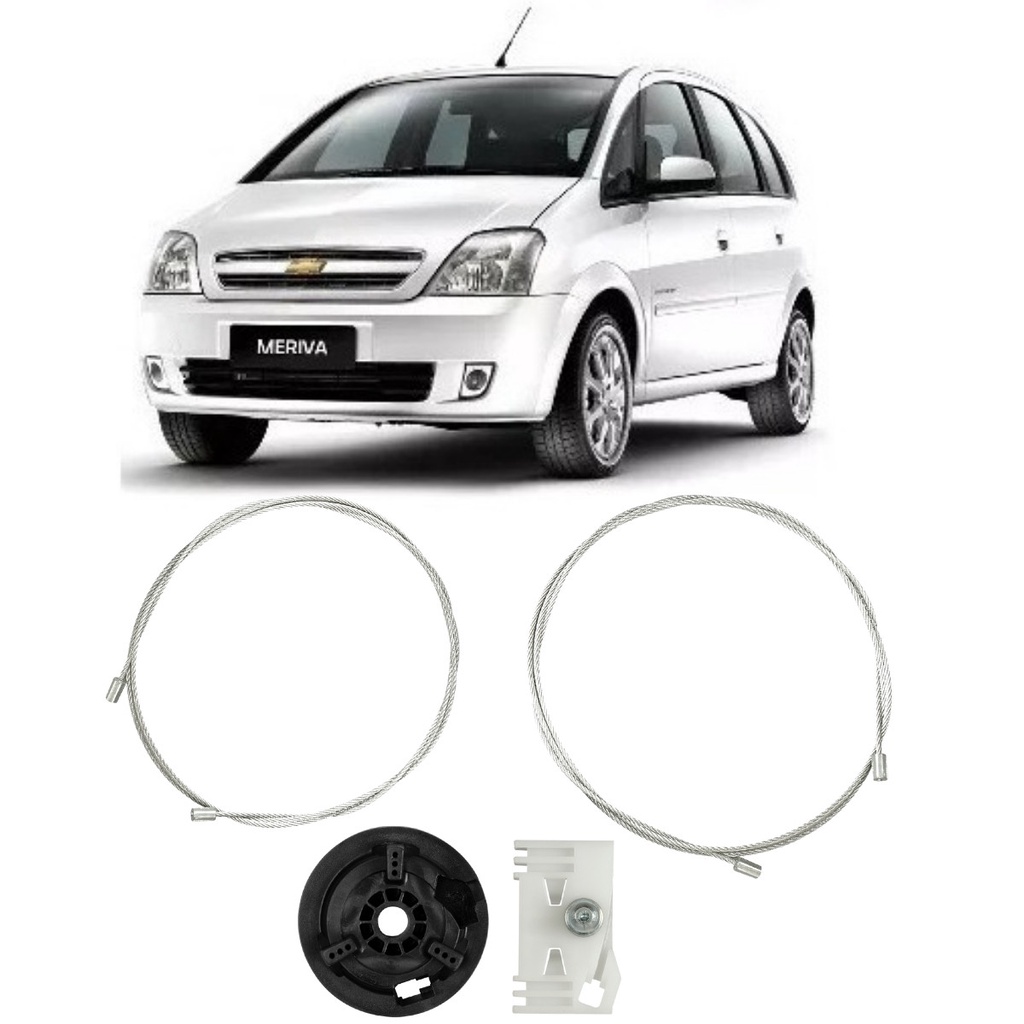 Kit Reparo Maquina De Vidro Elétrico Chevrolet Gm Meriva Porta Traseira Lado Direito Deslizante Ano 2002 Até 2012