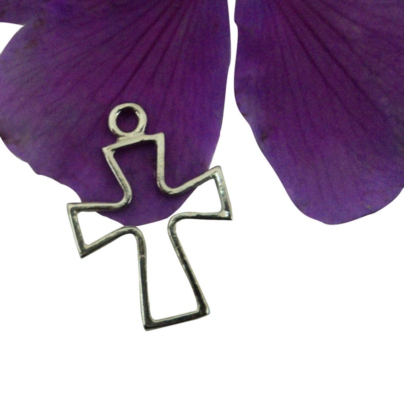 1 Pç Crucifixo para Terço Cruz Vazada Níquel - Cruz para Terço - Terço Católico