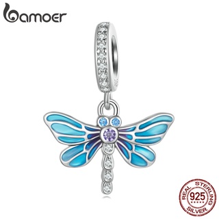 Pingente Bamoer 925 Prata Azul Libélula Charmosa Para Colar Diy